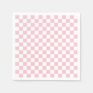 Karo Baby Pink und White Checkerboard Muster Serviette