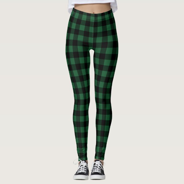 Karo Black and Green Buffalo Leggings (Vorderseite)