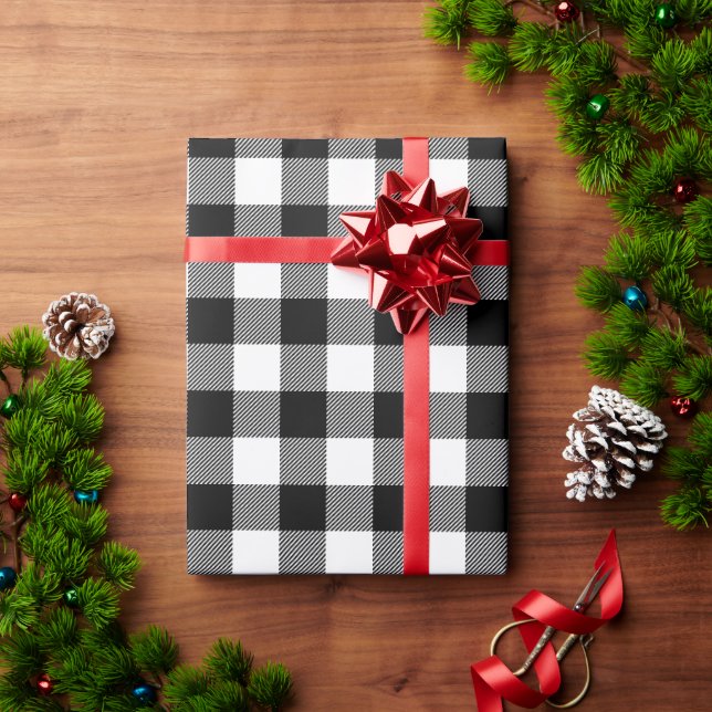 Karo Black and White Buffalo Geschenkpapier (Feiertagsgeschenk)