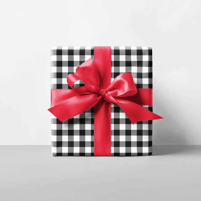 Karo Black and White Buffalo Geschenkpapier (Black and White Buffalo Check Wrapping Paper)