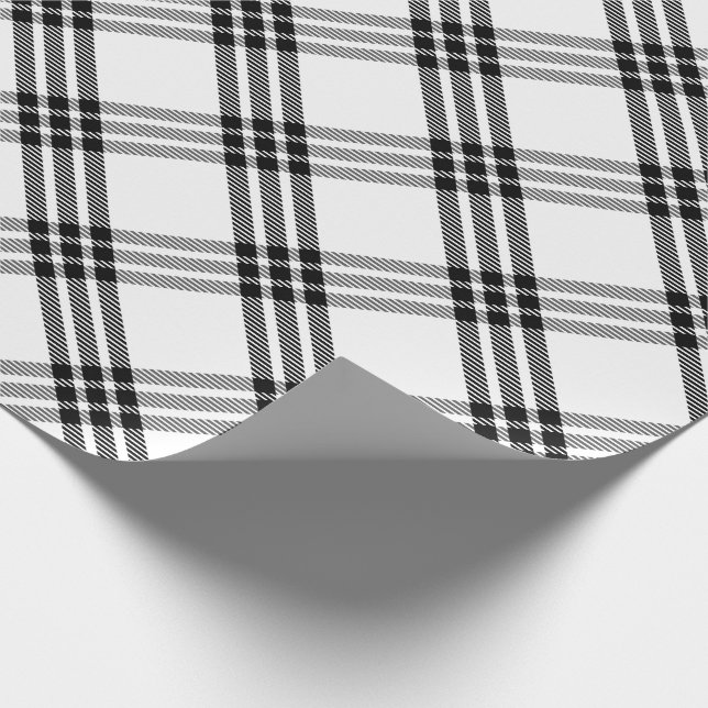 Karo Black & White Buffalo Geschenkpapier (Ecke)