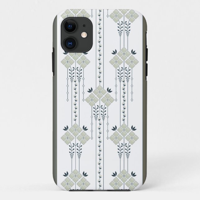 Karo-Blumen- und Lockenmuster Case-Mate iPhone Hülle (Rückseite)