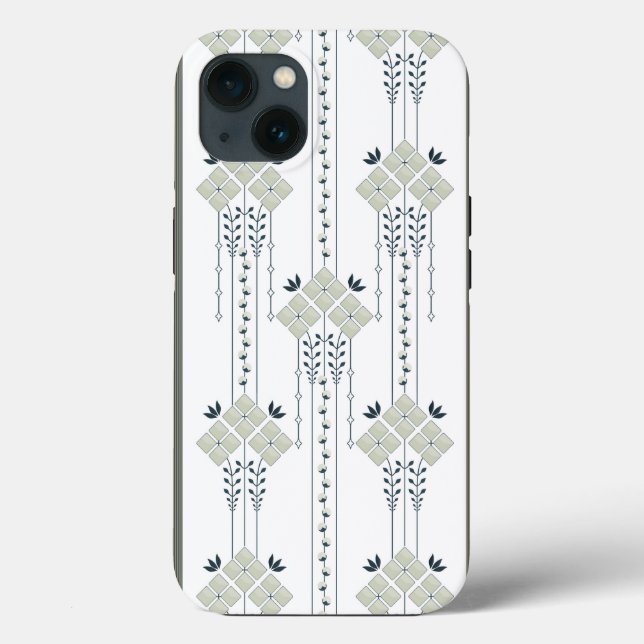 Karo-Blumen- und Lockenmuster Case-Mate iPhone Hülle (Rückseite)