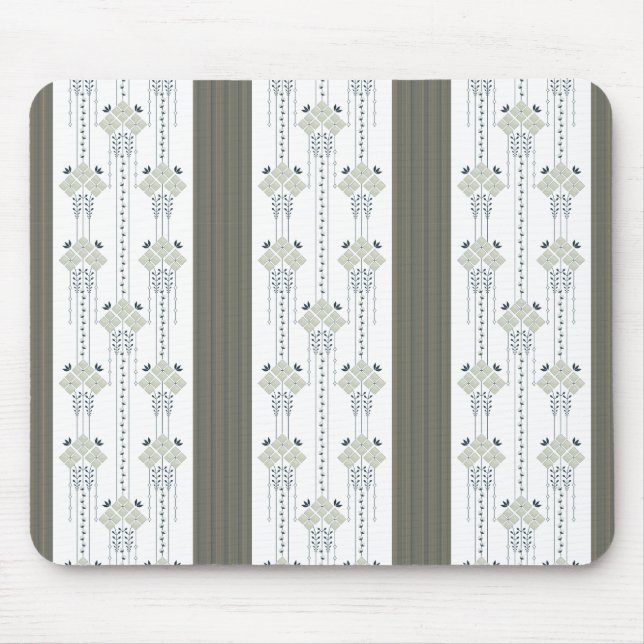 Karo-Blumen- und Lockenmuster Mousepad (Vorne)