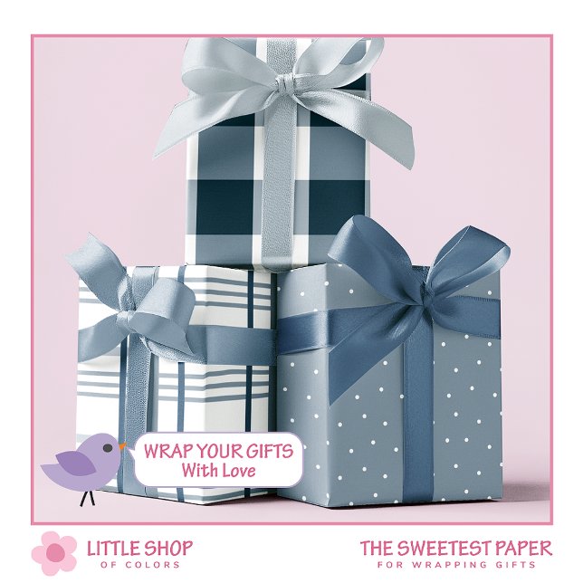 Karo Classic Blue and White Buffalo Geschenkpapier Set (Von Creator hochgeladen)