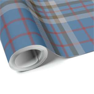 Karo Classic Clan Thompson Blau Grau Tartan Geschenkpapier