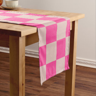 Karo Coral Pink Checked Pattern Checkerboard Kurzer Tischläufer