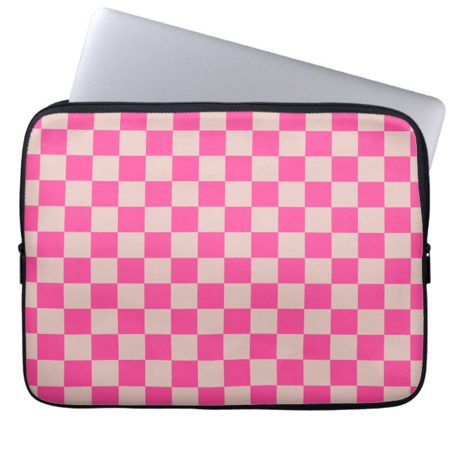 Karo Coral Pink Checked Pattern Checkerboard Laptopschutzhülle (Vorderseite)