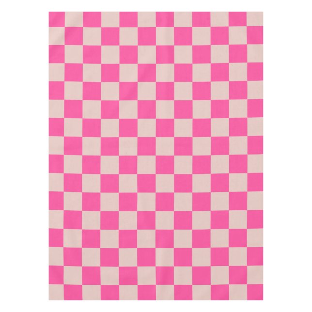 Karo Coral Pink Checked Pattern Checkerboard Tischdecke (Vorderseite)