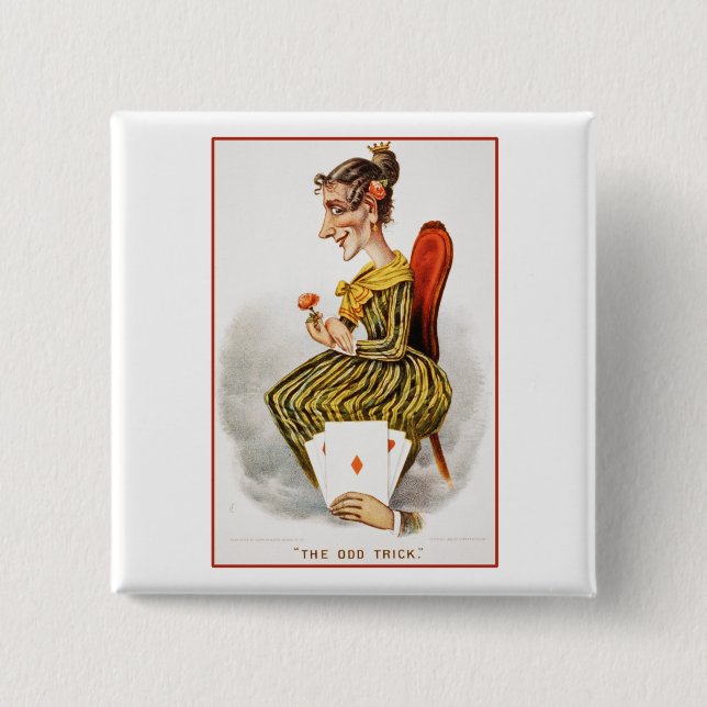 Karo-Dame Button (Vorderseite)