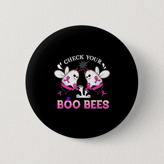 Karo Dein Bienenvolk Funny Breast Cancer Halloween Button (Vorderseite)