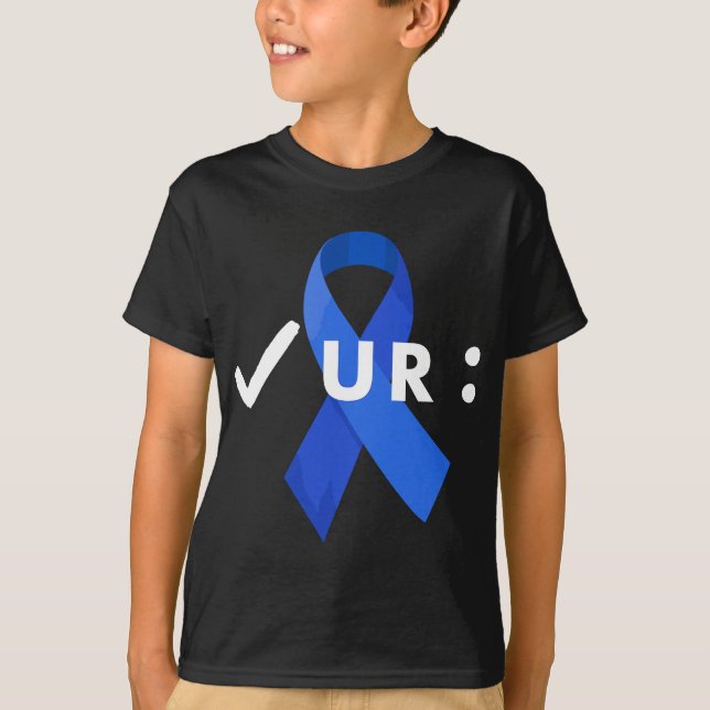 Karo deinen Kolon, Koloskopie. Colon Cancer Awar T-Shirt (Vorderseite)