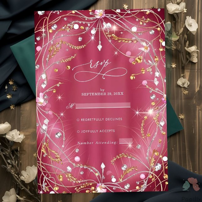 Karo der Liebe Rosa Hochzeit RSVP Karte (Von Creator hochgeladen)