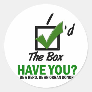 Karo Die Kiste ist ein Organ Spender 2 Runder Aufkleber