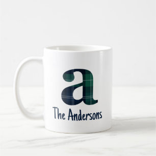 Karo-Druck Kleinbuchstabe Buchstabe a Initiale und Kaffeetasse