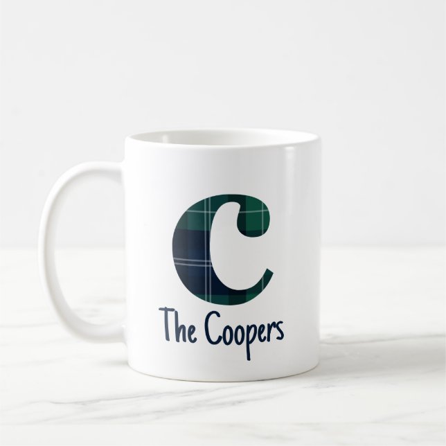 Karo-Druck Kleinbuchstabe c Initiale und Name Kaffeetasse (Links)