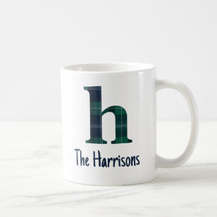 Karo-Druck Kleinbuchstabe h Initiale und Name Kaffeetasse