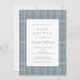 Karo einfache blaue Jungen-Baby-Party-Einladung Einladung