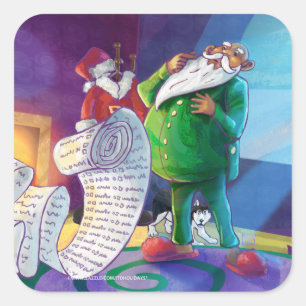 Karo es zweimal Santa Quadratischer Aufkleber