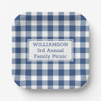 Karo Family Picnic in Blue und White Buffalo Pappteller