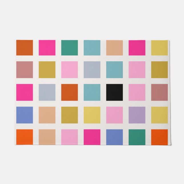 Karo Farbiges geometrisches Schachbrett des Mittel Fußmatte (Vorderseite)