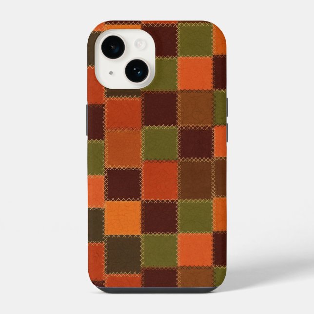 Karo-Faux-Patchwork iPhone Hülle (Rückseite)