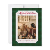 Karo-Flanell-Familienfoto-Weihnachtsfeiertagskarte