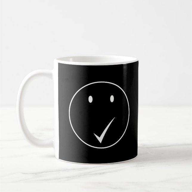 Karo Gesicht - Tick C01/Weiß. Kaffeetasse (Links)