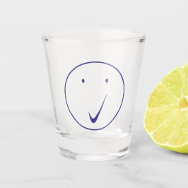 Karo Gesicht - Tick, Transp/Blau. Schnapsglas