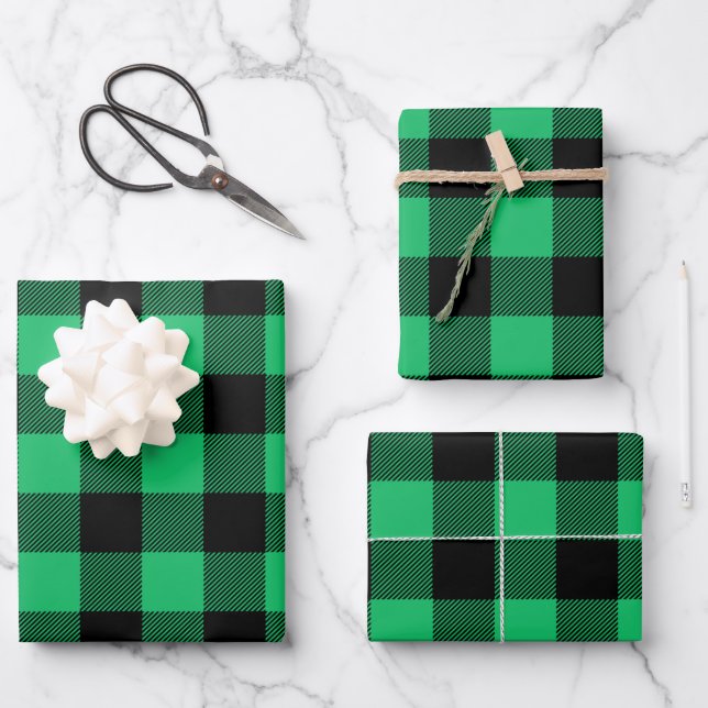 Karo Gingham Holiday W. Geschenkpapier Set (Vorderseite)