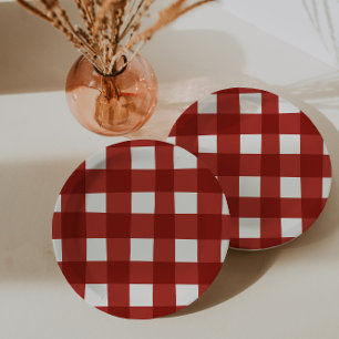 Karo Gingham Kirsch Mädchen Geburtstag Pappteller