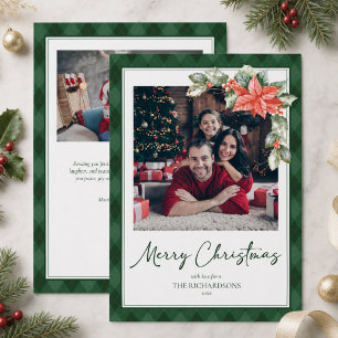 Karo-Holly-Weihnachtsfoto individuell 2 Feiertagskarte