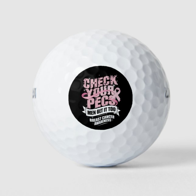 Karo Ihre Pecs Männer Brustkrebs-Bewusstsein Golfball (Vorderseite)