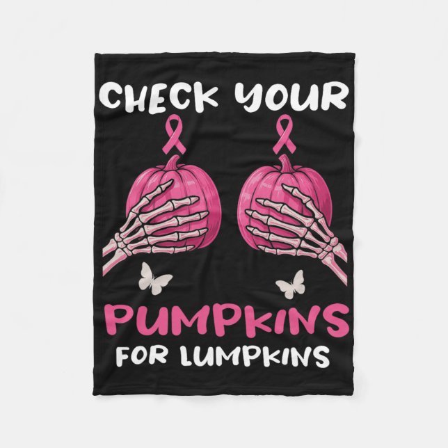 Karo Ihre Pumpkins Brustkrebs Bewusstsein Halbe Fleecedecke (Vorderseite)