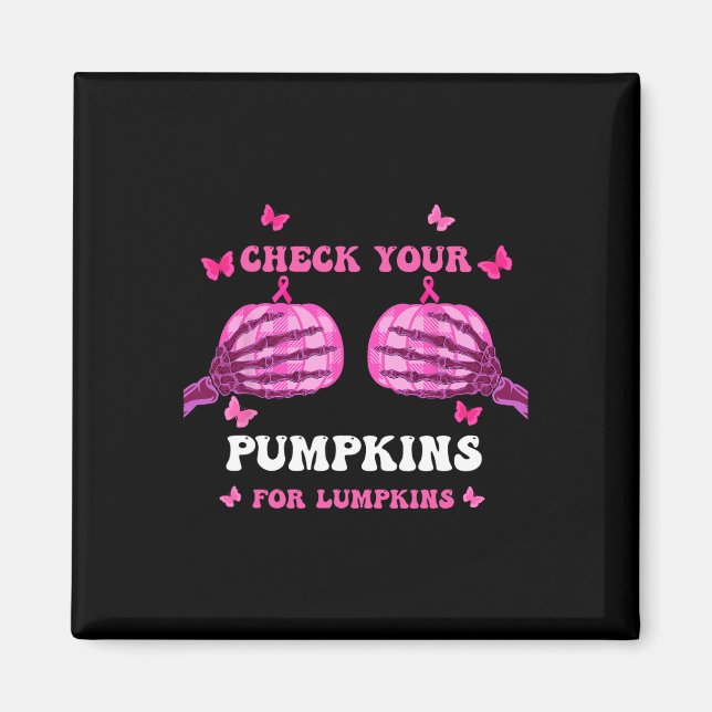 Karo Ihre Pumpkins Brustkrebs Bewusstsein Halbe Magnet (Vorne)