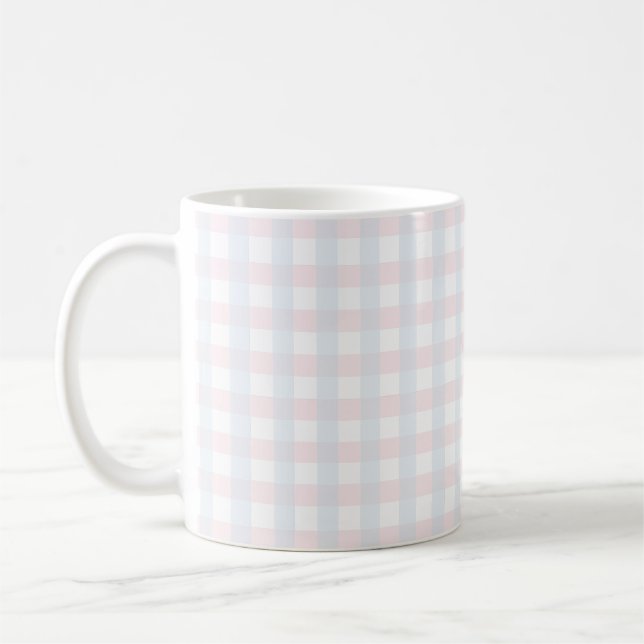 Karo in Pastellblau und Pastellrosa Tasse (Links)