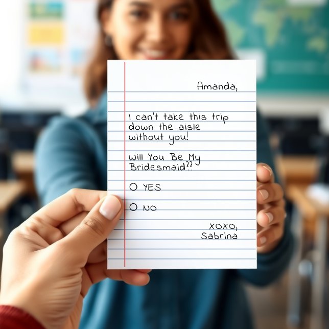 Karo Ja oder Nein Vorschlag für eine überbrückte A (Check Yes or No Notepaper Bridesmaid Proposal
)