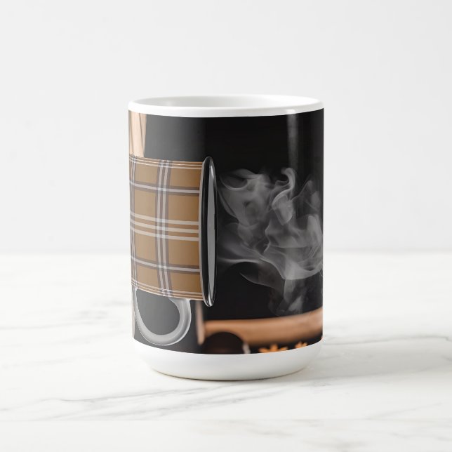 Karo-Kaffeetasse Heritage-Muster Herbstdampf Kunst Kaffeetasse (Mittel)