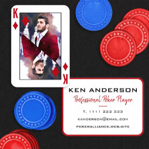 Karo-König Foto Rot Weiß Poker Spieler Visitenkarte