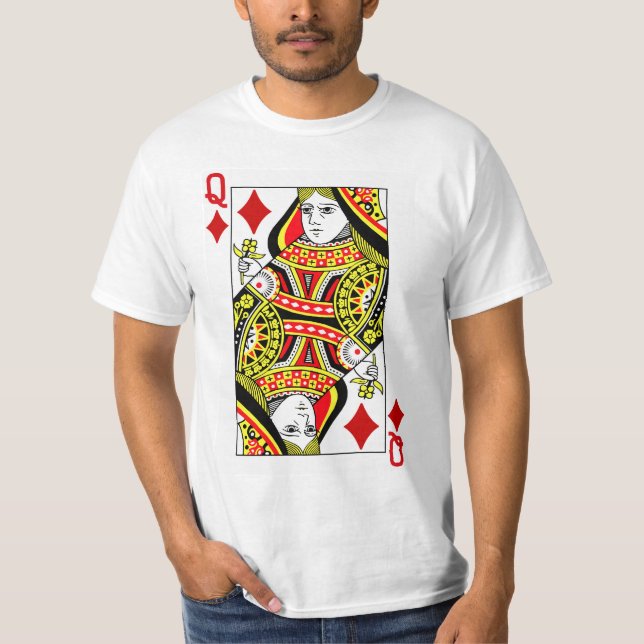 Karo-Königin, die Karten spielt T-Shirt (Vorderseite)