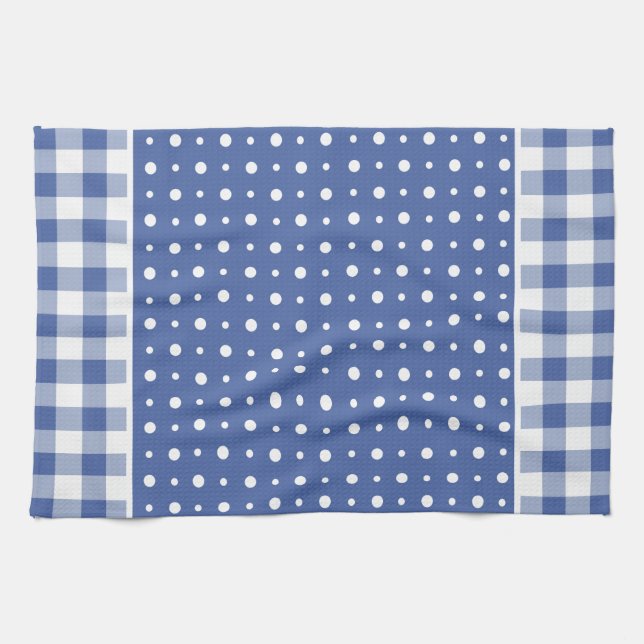 Karo Küchentücher oder Teetücher, Blue Polka Dots (Horizontal)
