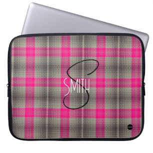 Karo-Laptop-Hülle mit Pink und schwarzem HAMbyWG Laptopschutzhülle