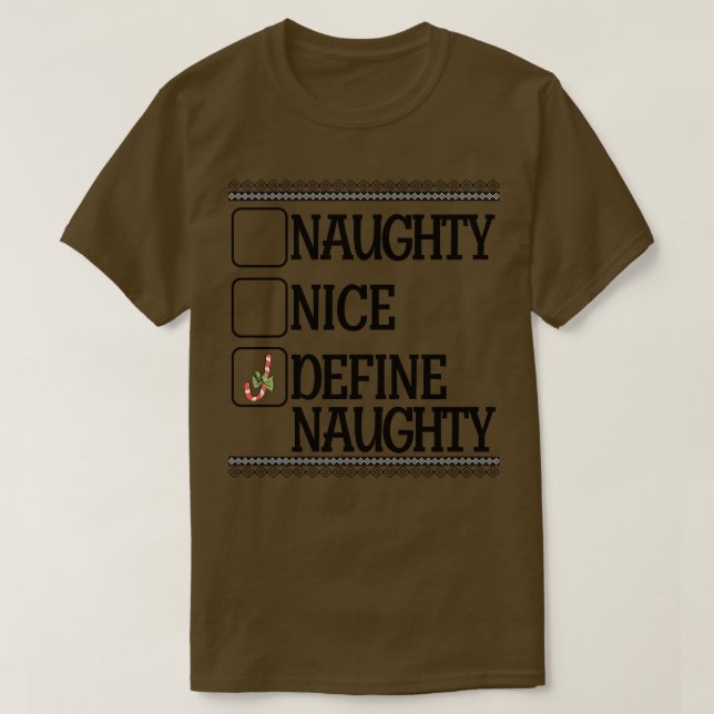 Karo List Naughty Nice oder Definition Naughty T-Shirt (Design vorne)