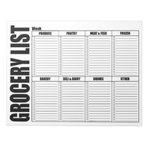 Karo-Liste für Lebensmittelgeschäfte Notizblock