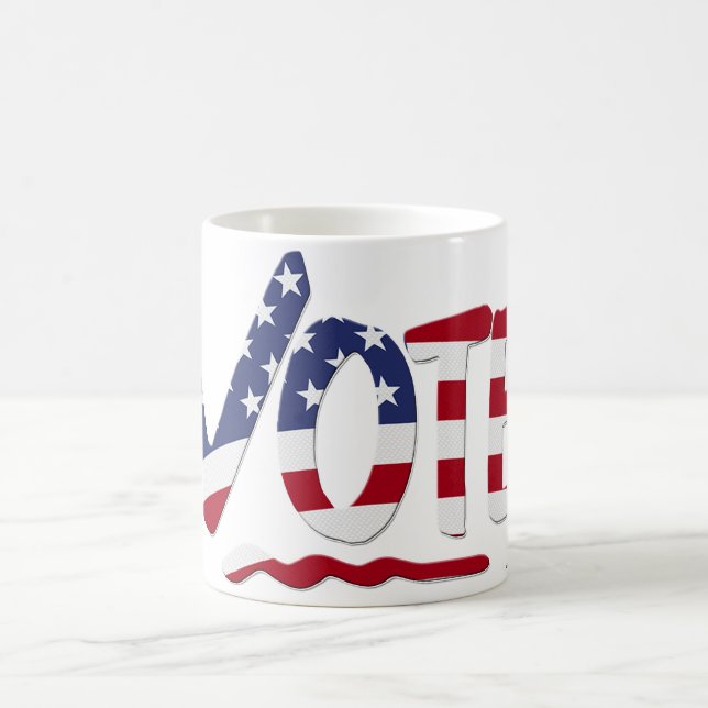 Karo Mark VOTE mit US-Flagge Tasse (Mittel)