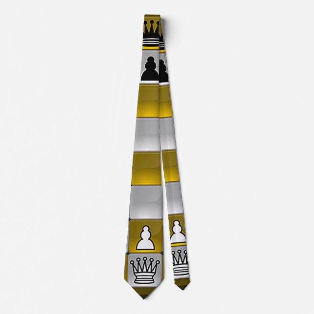 "Karo Mate Schach Game" Neck Tie Krawatte (Vorderseite)