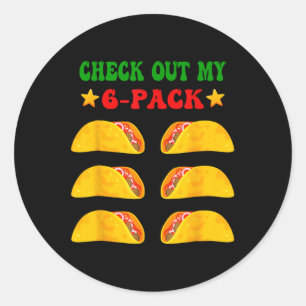 Karo mein 6-er-Paket mit Tacos für Cinco de Ma Runder Aufkleber