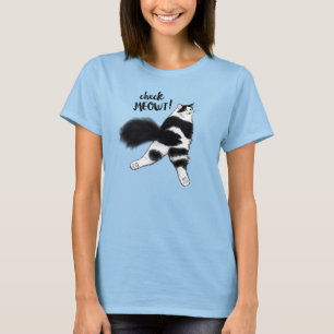 Karo Meowt Funny Black and White Cat Sploot T-Shi T-Shirt
