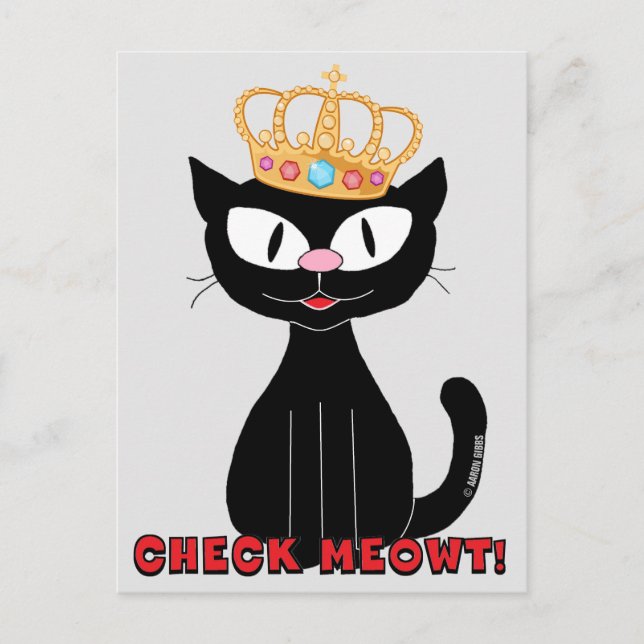 KARO MEOWT Niedlich Funny Black Cartoon Cat Postkarte (Vorderseite)