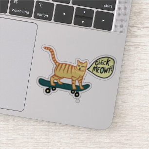 KARO MEOWT! Niedliche Skateboarding Tabby Cat Aufkleber